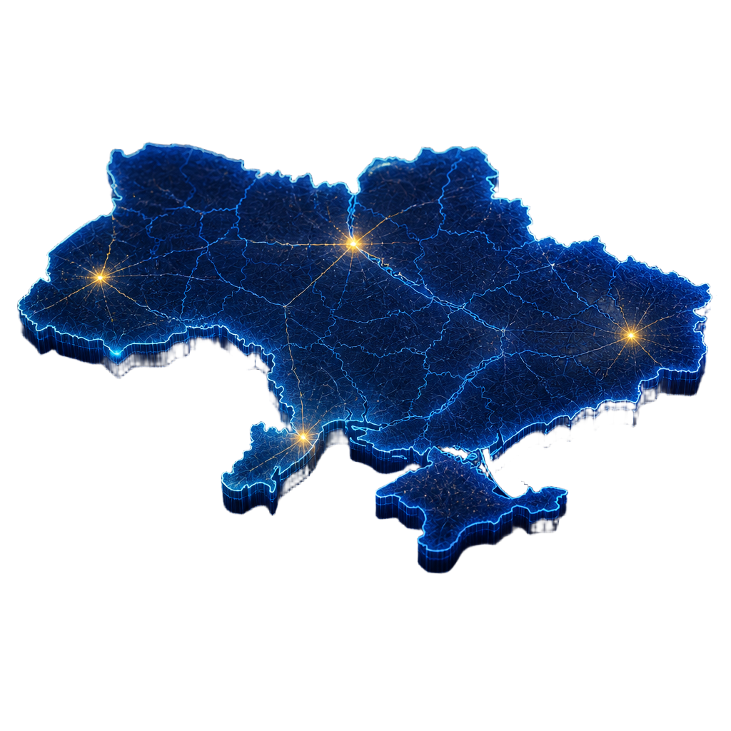 3D мапа України — технічна мережа Укртехсофт